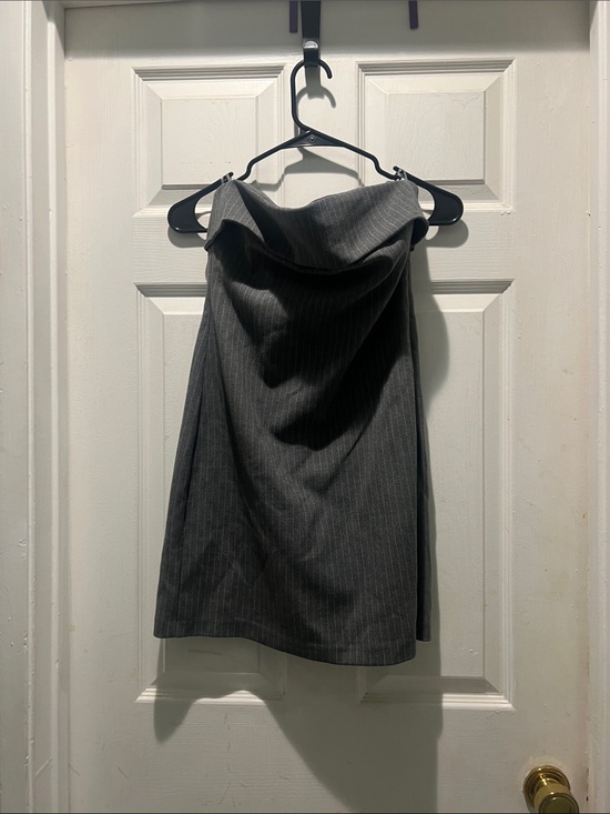 Zara Dresses & Skirts - Zara Gray Strapless Pinstripe Mini Dress NWT